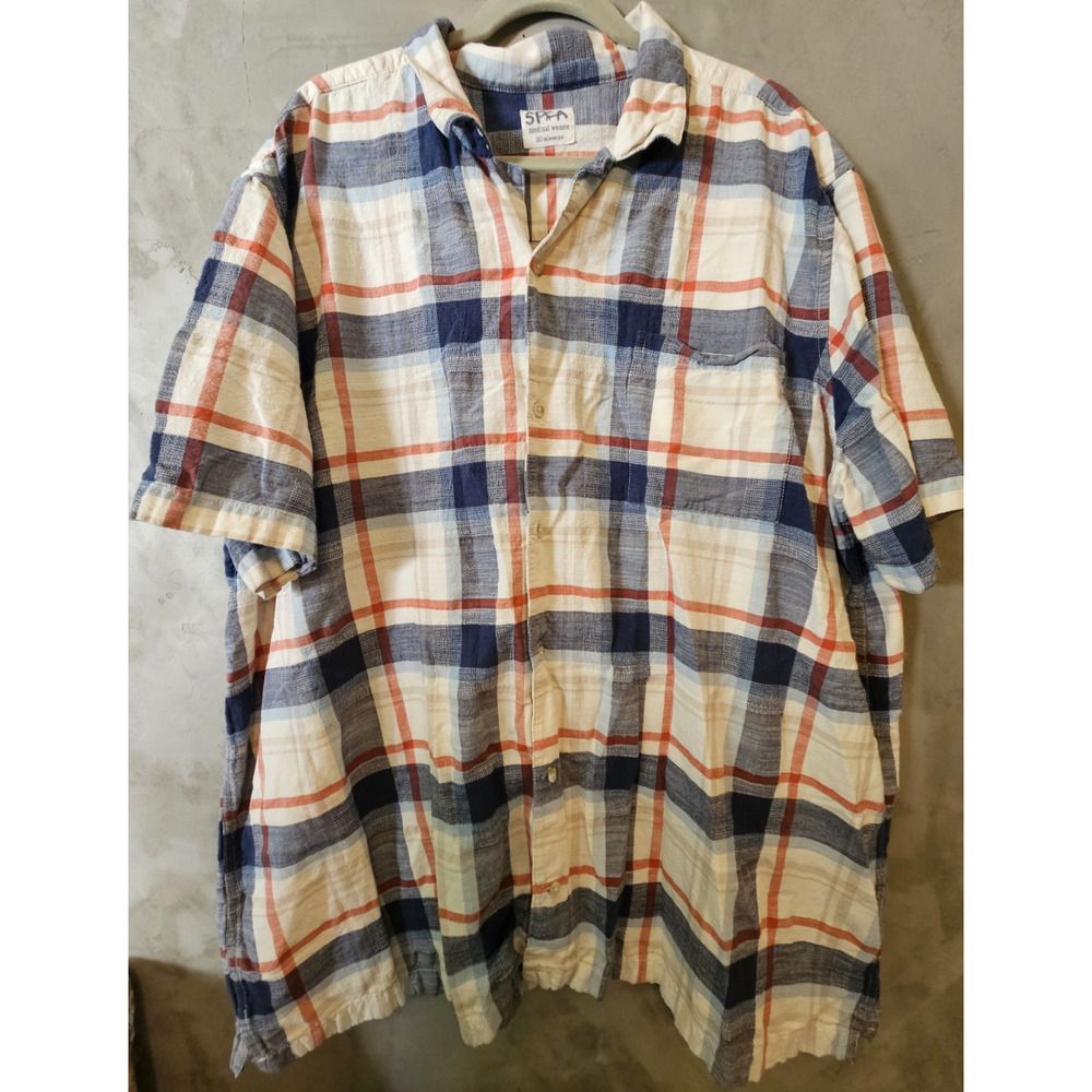 SPCA mutual weave Men's Woven Plaid Short Sleeve Button-Up Shirt 3XLT